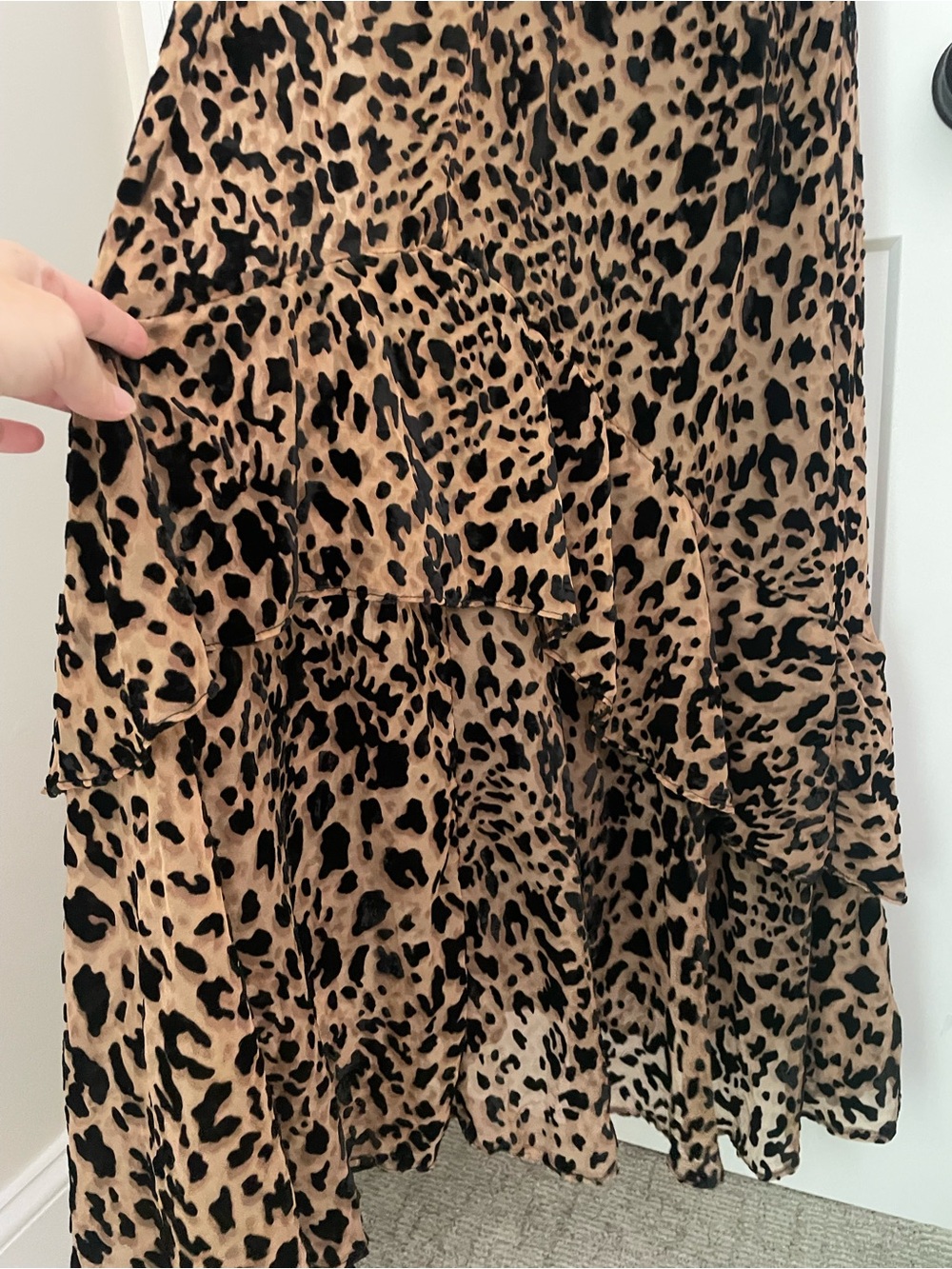 Altar'd State Brown and Black Leopard Maxi Dress with Ruffle Straps - Picture 7 of 9